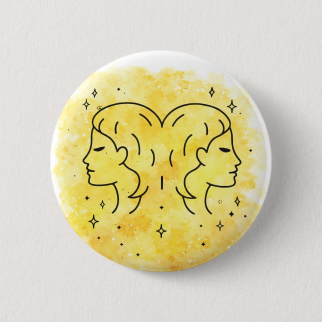 Chapa Redonda De 5 Cm Signo de Géminis (Anverso)