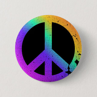 Chapa Redonda De 5 Cm Signo de la paz apenado KRW del arco iris