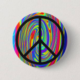 Chapa Redonda De 5 Cm Signo de la paz con el teñido anudado Trippy