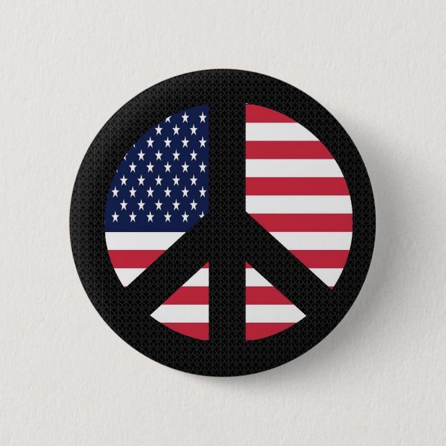 Chapa Redonda De 5 Cm Signo de la paz con la bandera americana (Anverso)