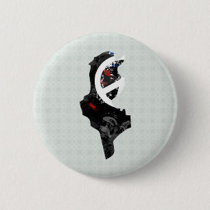 Chapa Redonda De 5 Cm Signo de la paz de moda de Túnez con el mapa