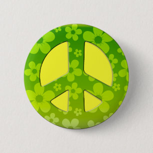 CHAPA REDONDA DE 5 CM SIGNO DE LA PAZ FLORAL VERDE