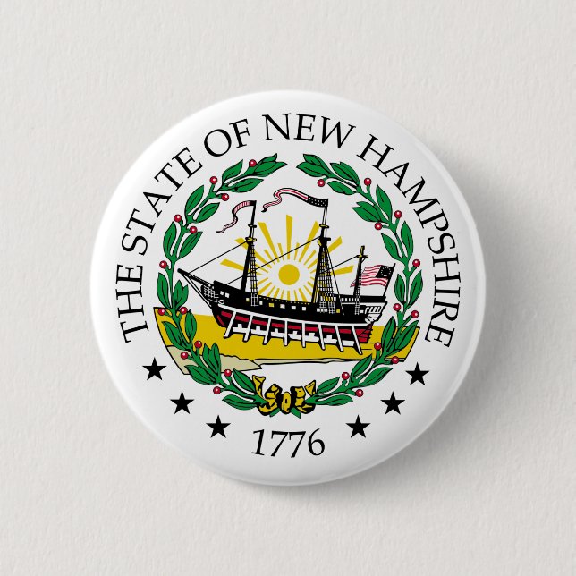 Chapa Redonda De 5 Cm Signo de New Hampshire (Anverso)