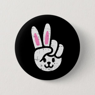 Chapa Redonda De 5 Cm Signo de paz conejo de Pascua Fun Rabbit Spring Ho