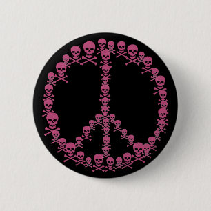 Chapa Redonda De 5 Cm Signo de Paz de Calavera