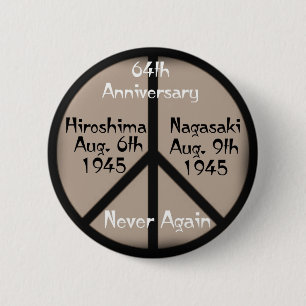 Chapa Redonda De 5 Cm Signo de paz de Hiroshima-Nagasaki