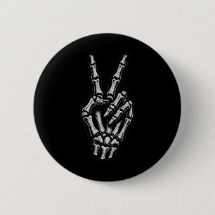 Chapa Redonda De 5 Cm Signo de paz de mano de esqueleto Hueso 1