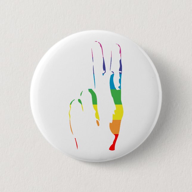 Chapa Redonda De 5 Cm signo de paz del orgullo arco iris (Anverso)