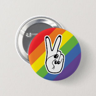 Chapa Redonda De 5 Cm Signo de paz mano izquierda con aliado del orgullo