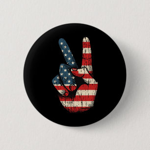 Chapa Redonda De 5 Cm Signo de Paz Retro Vintage 60's 70's Hippie