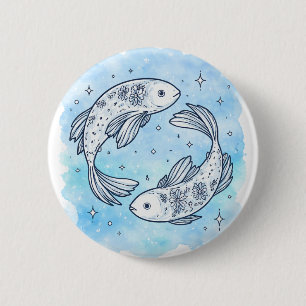 Chapa Redonda De 5 Cm Signo de Piscis
