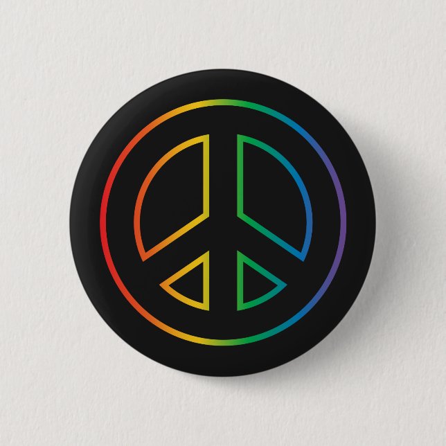 Chapa Redonda De 5 Cm Signo Neon Rainbow Peace (Anverso)
