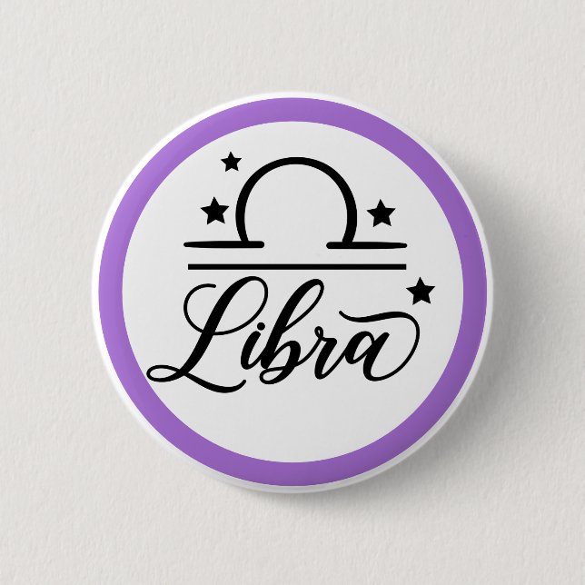 Chapa Redonda De 5 Cm Signo zodiacal Libra (Anverso)