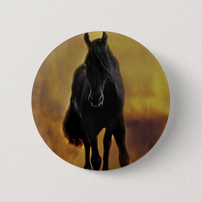 Chapa Redonda De 5 Cm Silhouette Black Horse (Anverso)