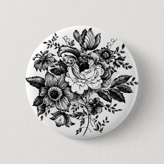 Chapa Redonda De 5 Cm Silhouette Bouquet Flower