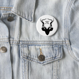 Chapa Redonda De 5 Cm Silhouette de Antelope oscuro con monograma person