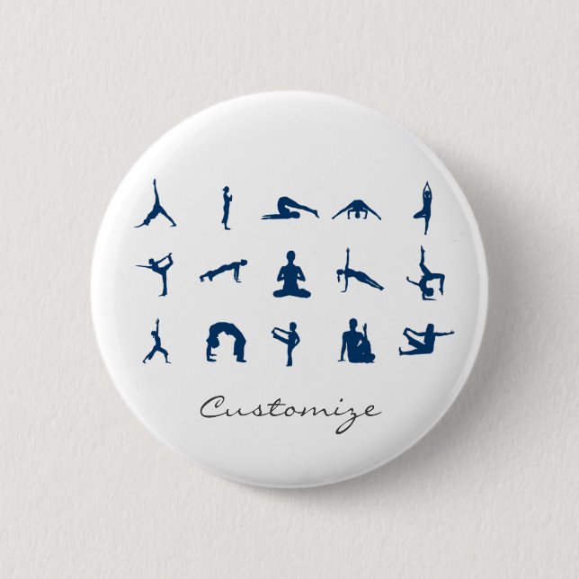 Chapa Redonda De 5 Cm Silhouette Yoga Poses Thunder_Cove (Anverso)