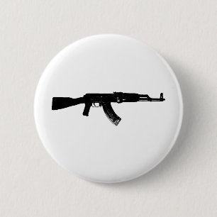 Chapa Redonda De 5 Cm Silueta de AK-47