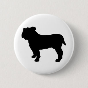 Chapa Redonda De 5 Cm Silueta de Bulldog