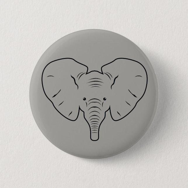 Chapa Redonda De 5 Cm Silueta de cara de elefante (Anverso)