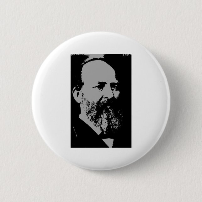Chapa Redonda De 5 Cm Silueta de James A. Garfield (Anverso)