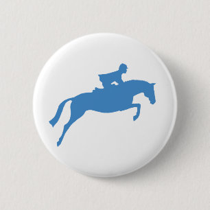 Chapa Redonda De 5 Cm Silueta del caballo del puente (azul)