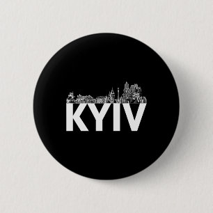 Chapa Redonda De 5 Cm Silueta del perfil de la ciudad de Kiev Ucrania Eu