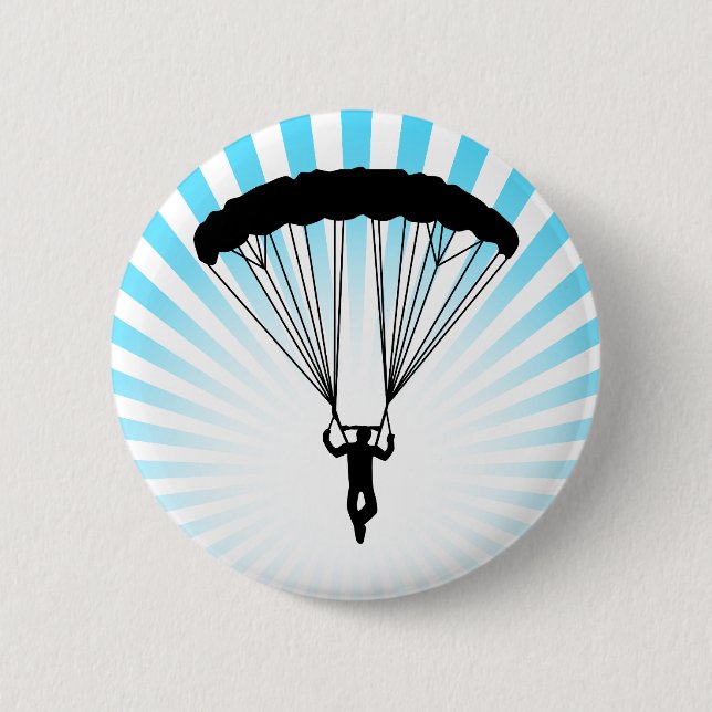 Chapa Redonda De 5 Cm silueta del skydiver (Anverso)