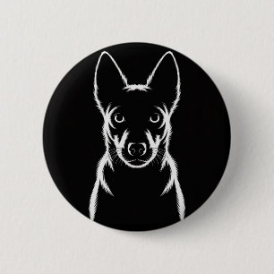 Chapa Redonda De 5 Cm Silueta minimalista de perro en negro