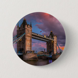 Chapa Redonda De 5 Cm Silueta urbana de la ciudad Atardecer & personaliz