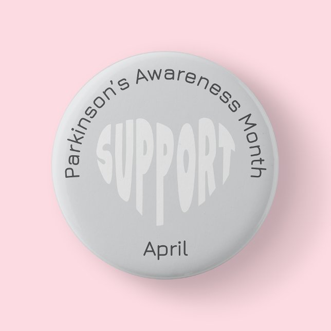 Chapa Redonda De 5 Cm Silver Parkinson’s Awareness Month Button (Parkinson Awareness month)