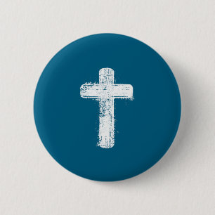 Chapa Redonda De 5 Cm Símbolo cristiano minimalista de cruz simple de fe