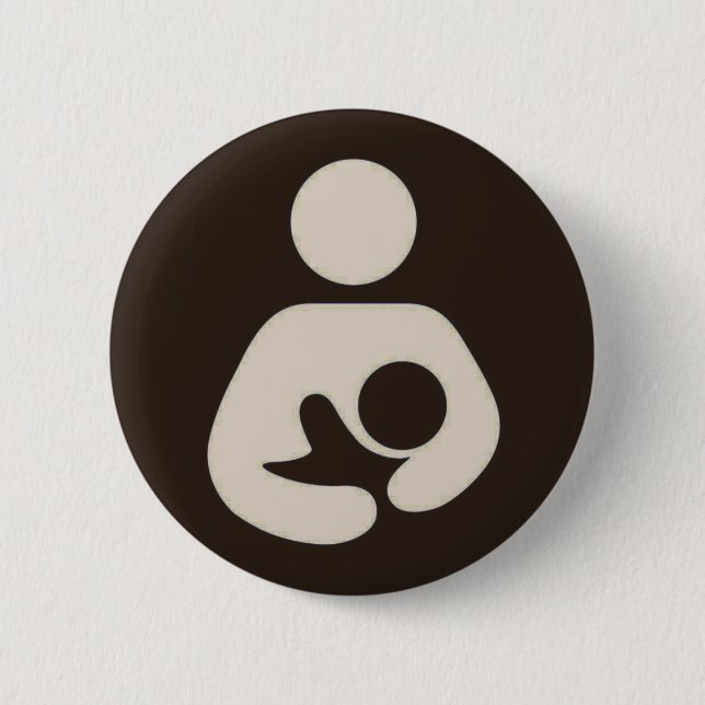 Chapa Redonda De 5 Cm Símbolo de amamantamiento Pinback Brown (Anverso)