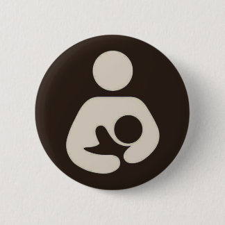 Chapa Redonda De 5 Cm Símbolo de amamantamiento Pinback Brown