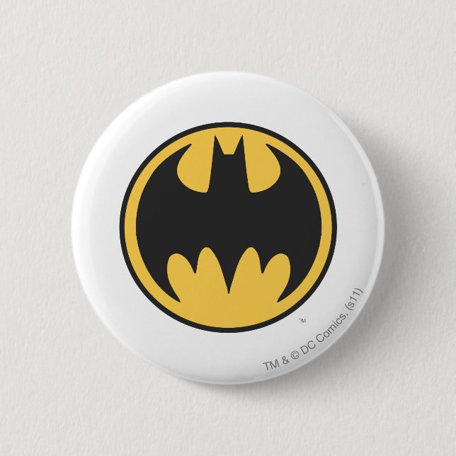 Chapa Redonda De 5 Cm Símbolo de Batman | Logo del Círculo Amarillo oscu (Anverso)