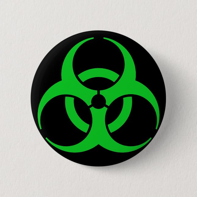 Chapa Redonda De 5 Cm Símbolo de biohazard verde (Anverso)