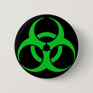 Chapa Redonda De 5 Cm Símbolo de biohazard verde
