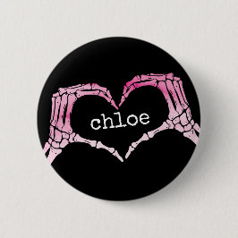 Chapa Redonda De 5 Cm Símbolo de corazón de amor de mano de esqueleto ro