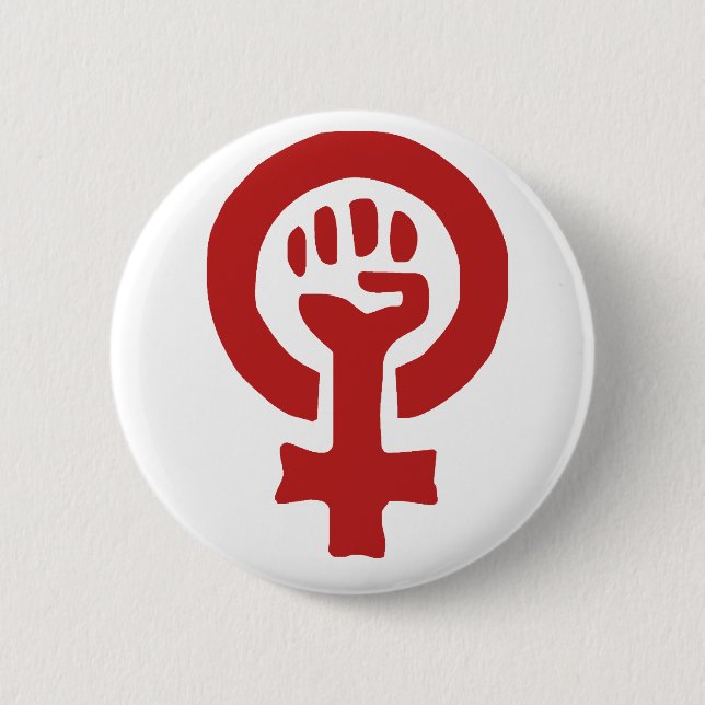 Chapa Redonda De 5 Cm Símbolo de feminismo rojo (Anverso)