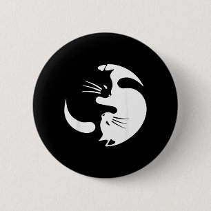 Chapa Redonda De 5 Cm Símbolo de gato Yin Yang Gato blanco y negro lindo