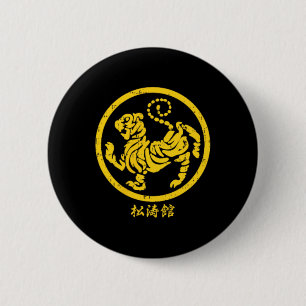 Chapa Redonda De 5 Cm Símbolo de Karate del Tigre Shotokan de Bolsillo D