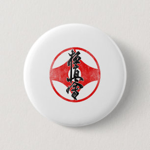 Chapa Redonda De 5 Cm Símbolo de Karate Kyokushin Entrenamiento en Dojo