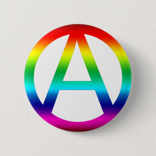 Chapa Redonda De 5 Cm Símbolo de la anarquía del arco iris