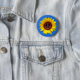 Chapa Redonda De 5 Cm Símbolo de la paz del girasol de Ucrania Anti-Guer