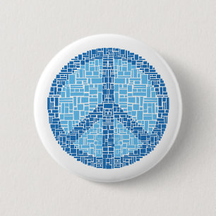 Chapa Redonda De 5 Cm Símbolo de paz (azul)