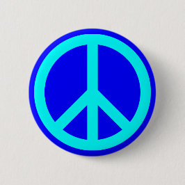 Chapa Redonda De 5 Cm Símbolo de paz azul acuático
