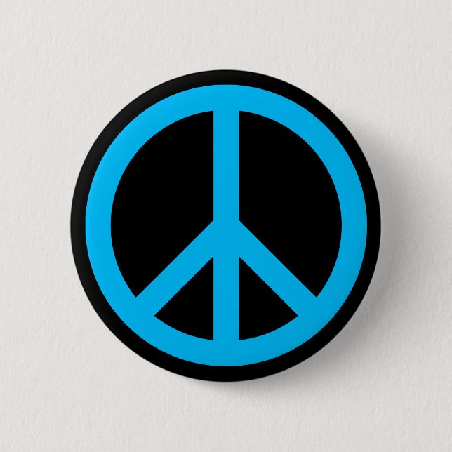 Chapa Redonda De 5 Cm Símbolo de Paz Azul Celeste (Anverso)