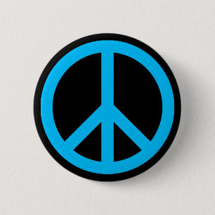 Chapa Redonda De 5 Cm Símbolo de Paz Azul Celeste