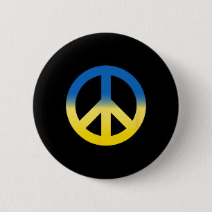 Chapa Redonda De 5 Cm Símbolo de Paz - Colores de la Bandera de Ucrania