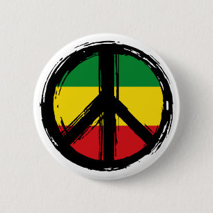 Chapa Redonda De 5 Cm Símbolo de paz con estilo de reagaje
